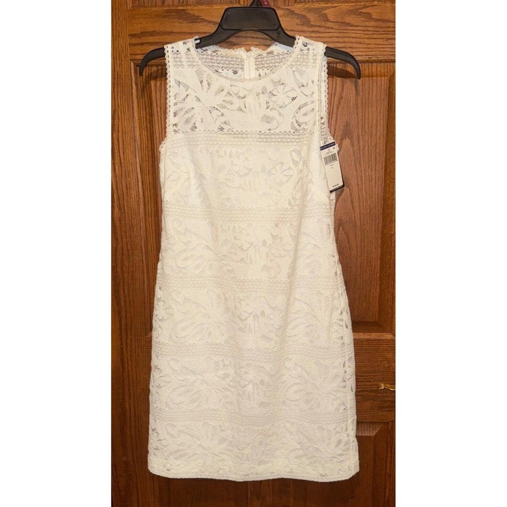 Lauren Ralph Lauren White Floral Lace Sheath Dress 4 Sleeveless Knee Length NWT